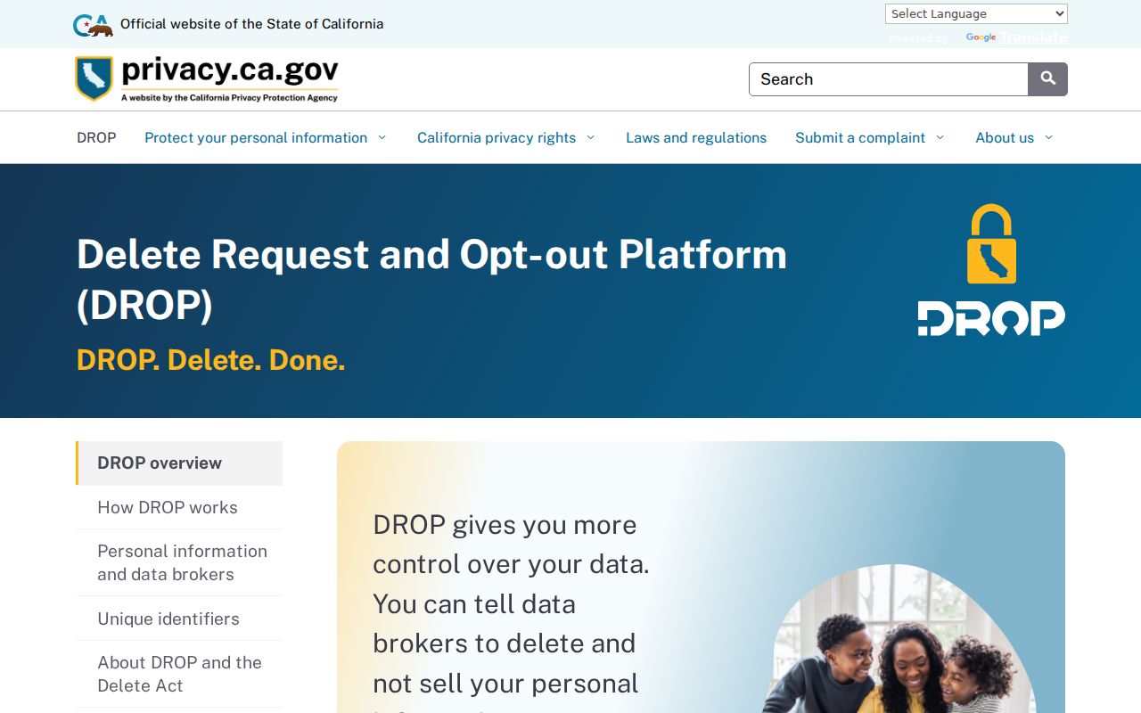 Barstow residents directory California DROP privacy platform